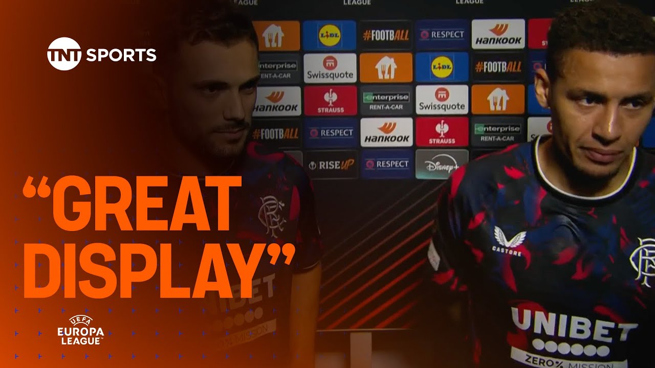 Nedim Bajrami & James Tavernier react after Rangers' historic Europa League victory against Malmo 🔵