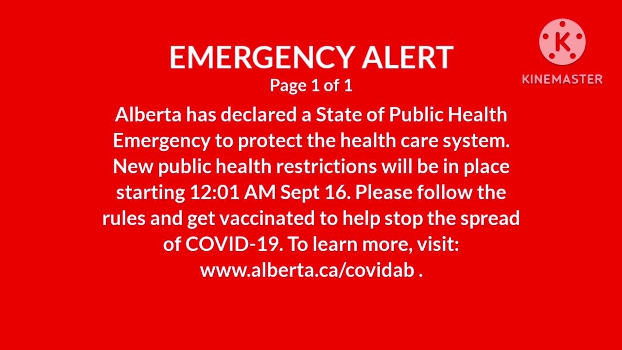 Alert Ready, Alberta Emergency Alert - COVID-19 State of Public Health Emergency - Tornado