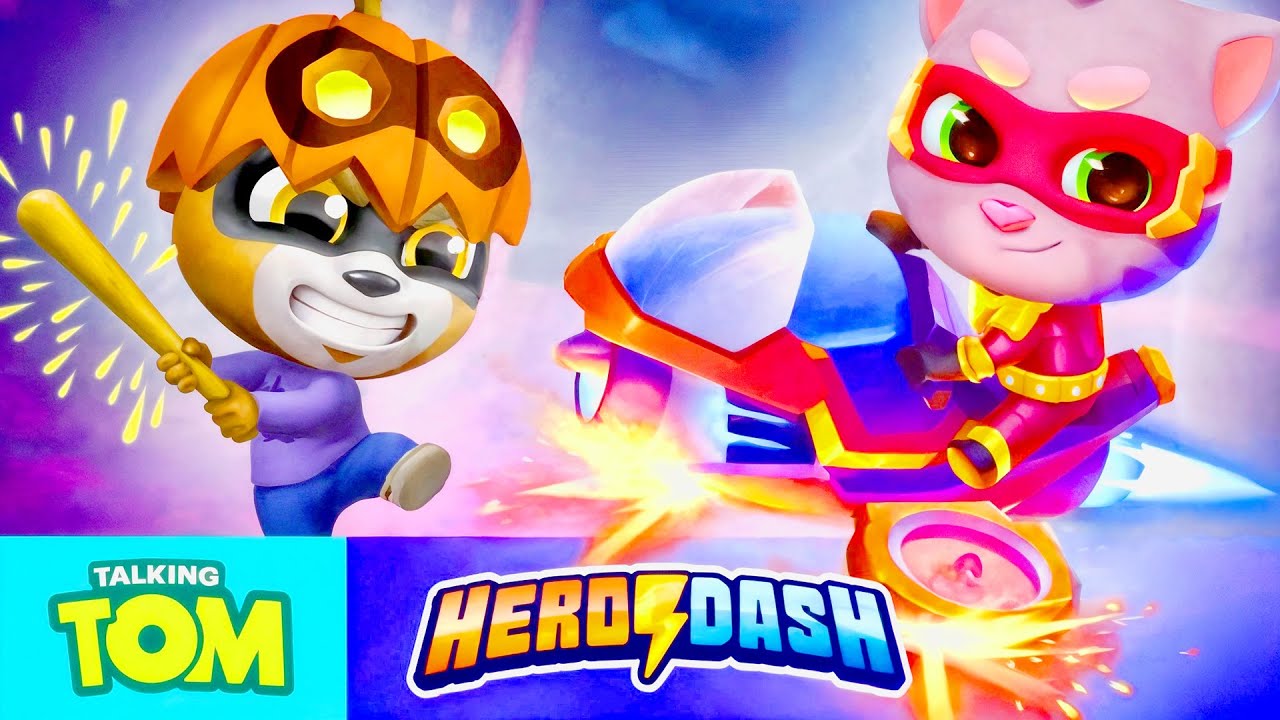 PLAY GAME! THREE 🎮🏃💨Talking Tom Hero Dash Boss Battle - Unlock Random Hero Tom vs Angela - Gameplay