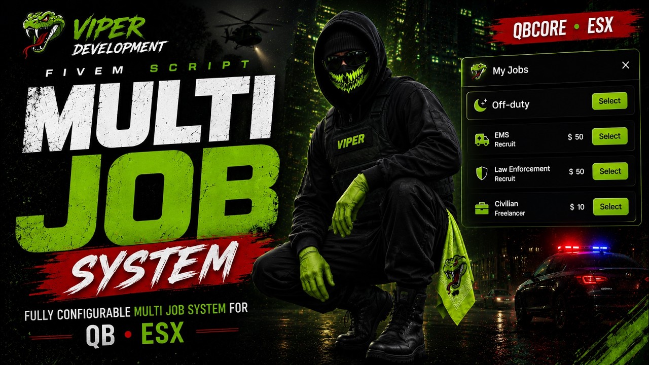Viper Multi-Job for FiveM | Multiple Jobs, Duty Toggle & Instant Switching | ESX & QB