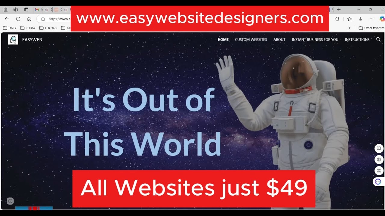 Your own Professional Website for just $49 and NO HOSTING FEES EVER!!