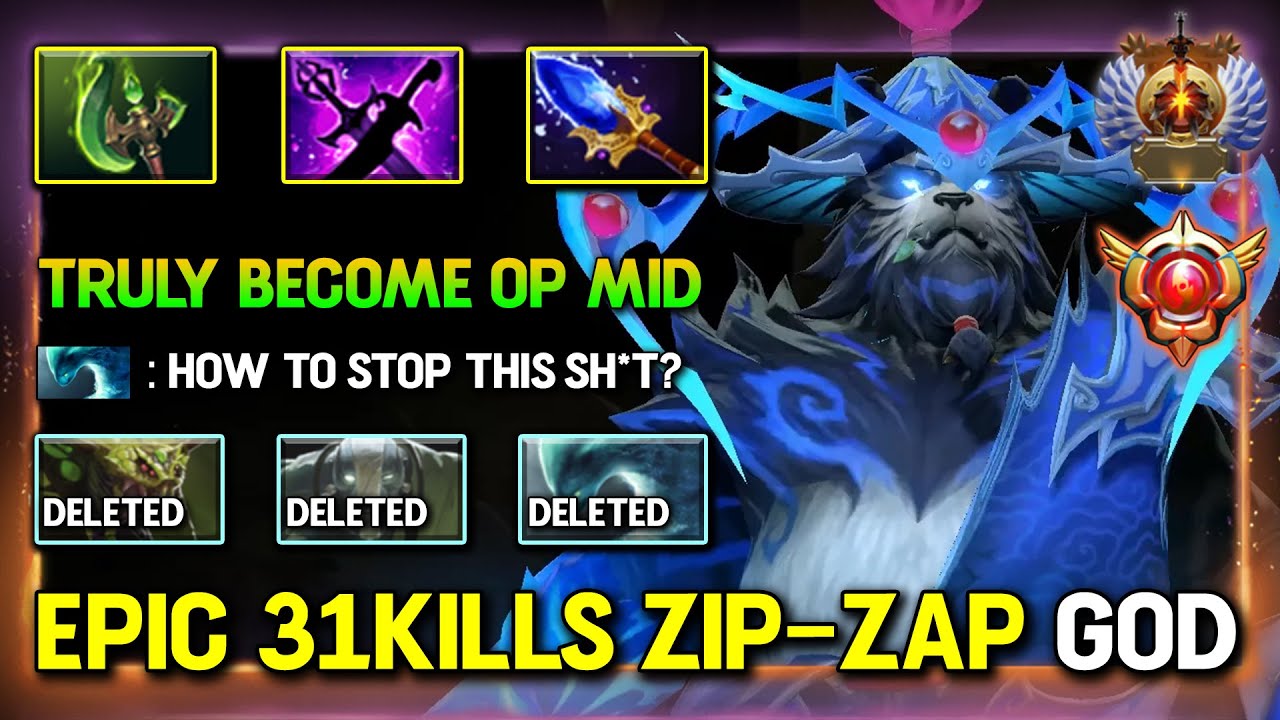 31KILLS ZIP ZAP GOD Mid Storm Spirit Parasma + Kaya And Sange Build 100% Dominate All Enemy DotA 2