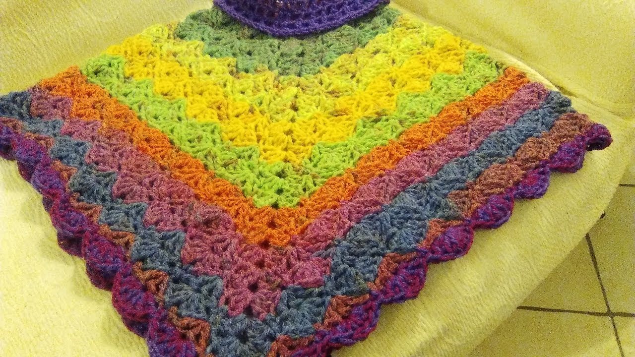PONCHO UNCINETTO DONNA O BAMBINA tutorial ogni filato e taglia