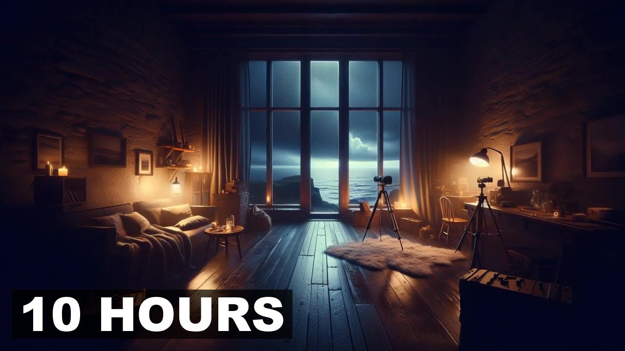 POV you're resting in a timeworn lighthouse, hearing distant waves. - gentle sea breeze Ambience