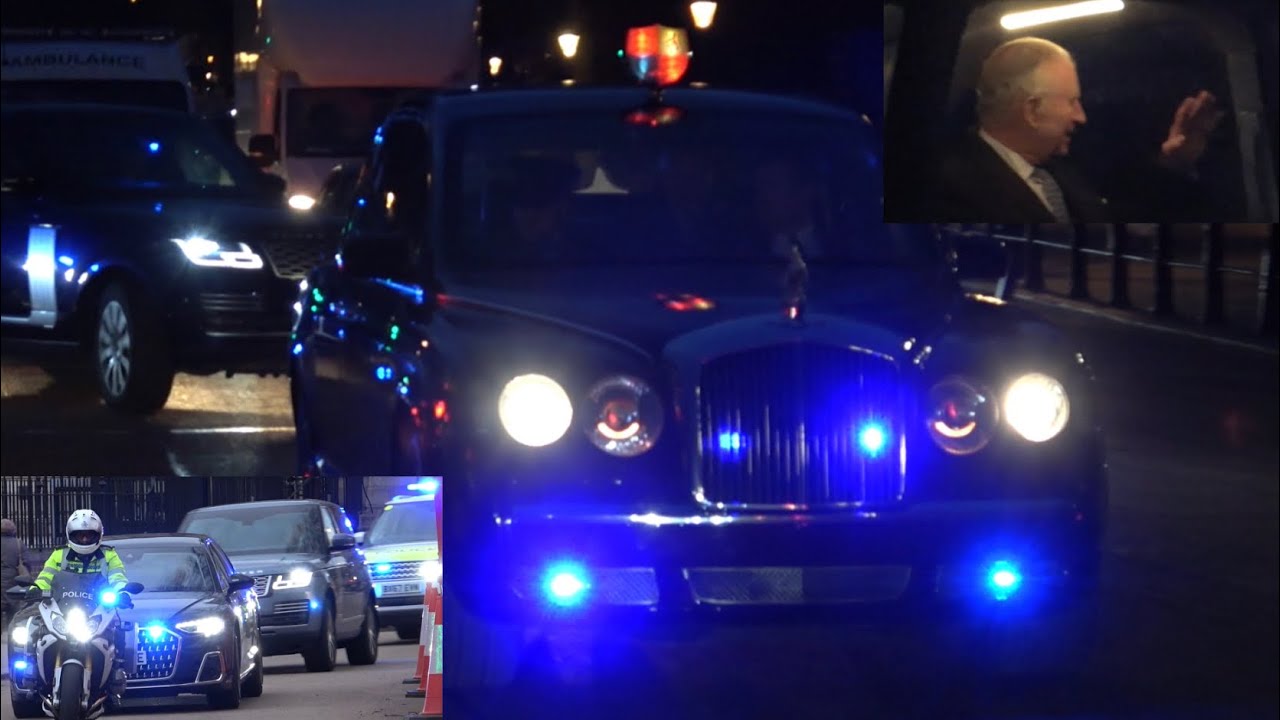 King Charles & Rishi Sunak’s ARMED motorcades before & after weekly meeting 👑🇬🇧