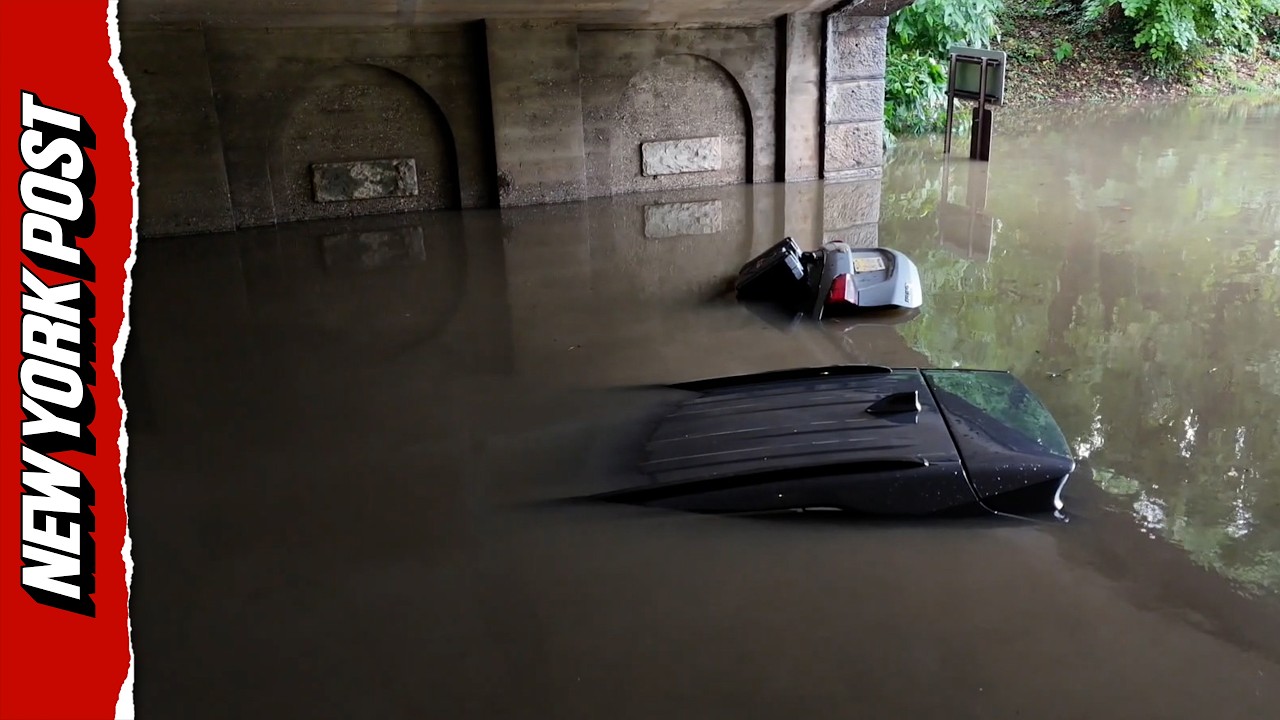 Extreme Flooding Swallows Cars Whole on NYC Parkway