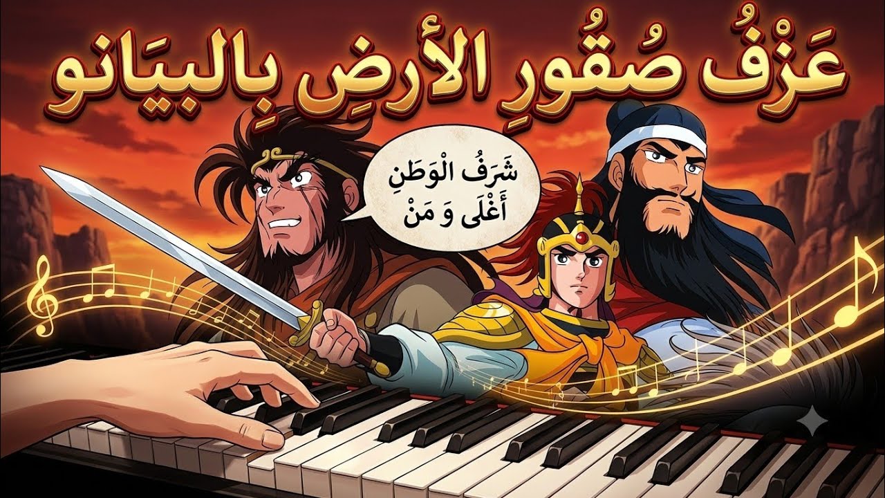 تعليم عزف مسلسل الكرتون صقور الارض بالبيانو مع الكلمات | so9or al ard piano