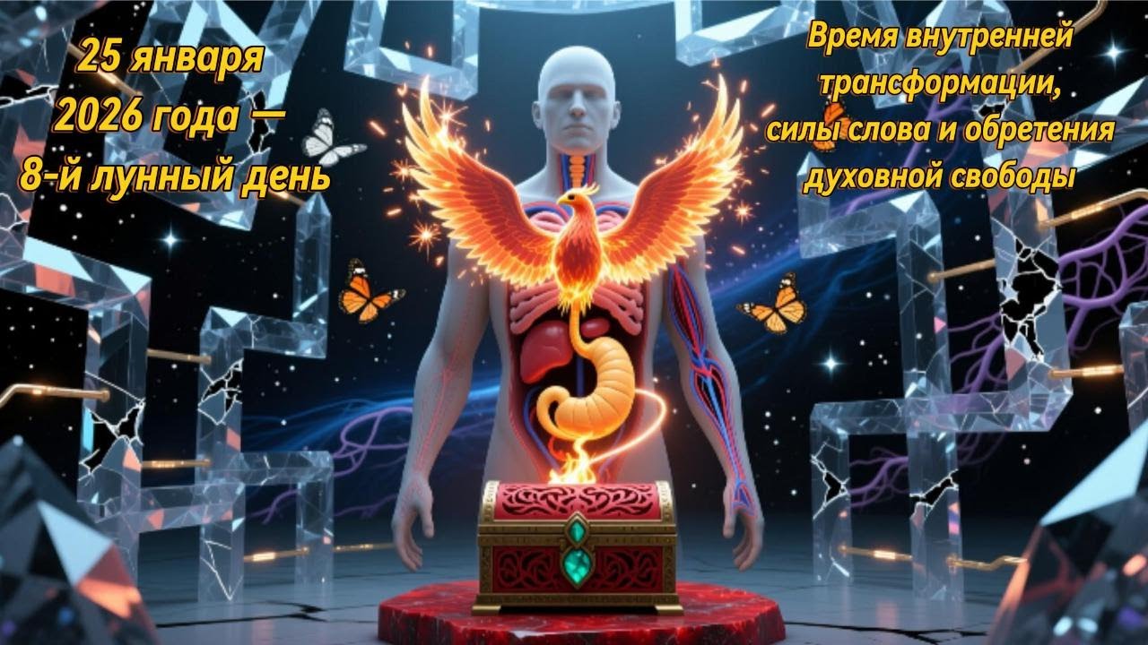 25 января 2026 года — 8-й лунный день. Время внутренней трансформации, силы слова и обретения