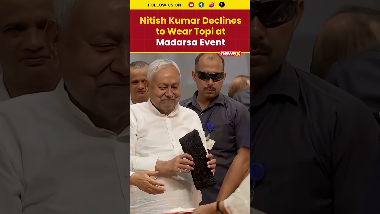 #nitishkumar | Bihar CM Nitish Kumar Refuses to Wear &lsquo;Topi&rsquo; at Madarsa Program #shorts #biharnews