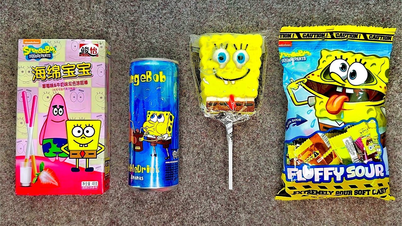 🤩💥 Funny SpongeBob ASMR | Marshmallow Lollipop • Softdrink • Sweets & Toys opening