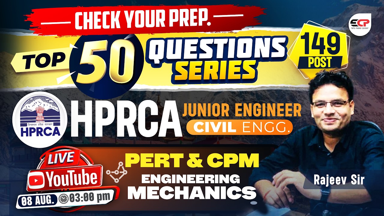 HPRCA JE Civil 2026 🚀 | Top 50 PERT, CPM & Engineering Mechanics Questions 📐⚙️ | 149 Vacancies LIVE