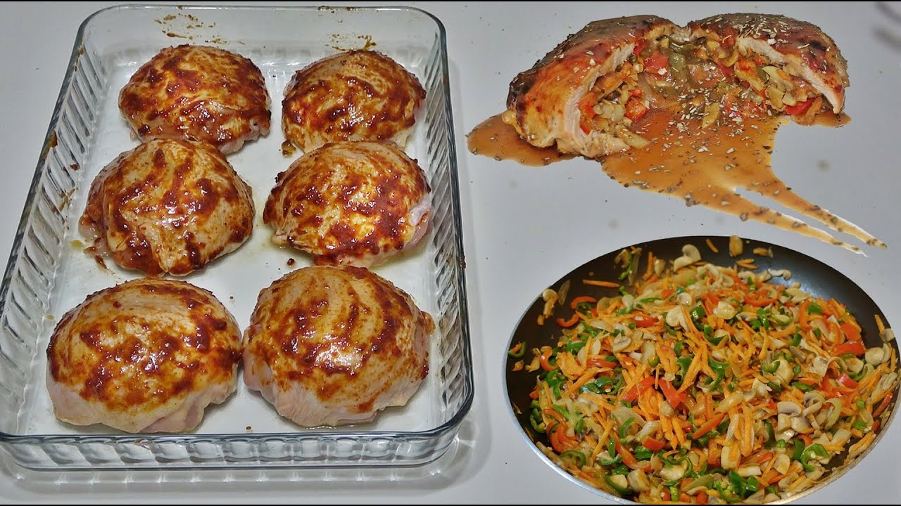 Stuffed Chicken Drumsticks Recipe | Chicken drumsticks stuffed with vegetables in the oven