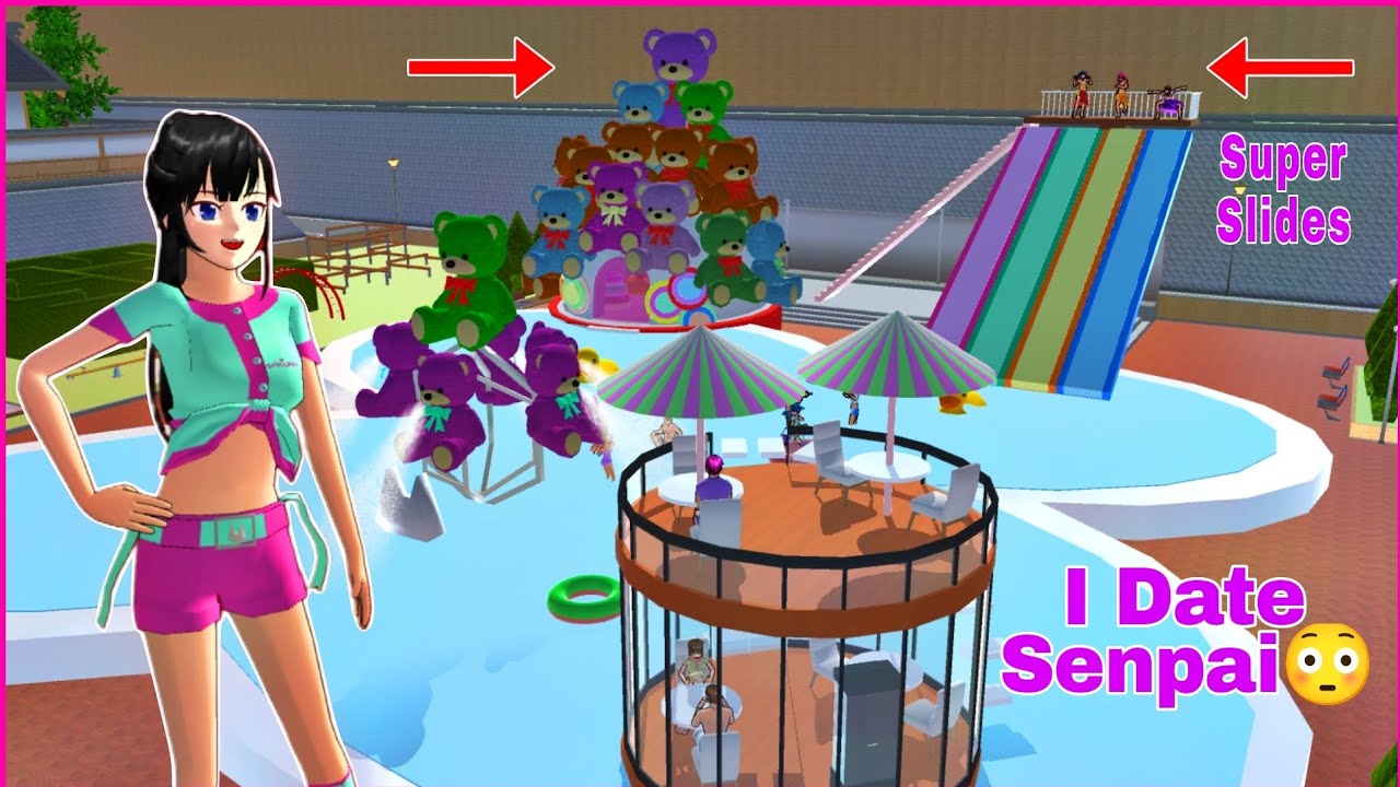 Обновление карты: Новый волшебный аквапарк «Медведь в тумане и горки» в игре Sakura School Simula...