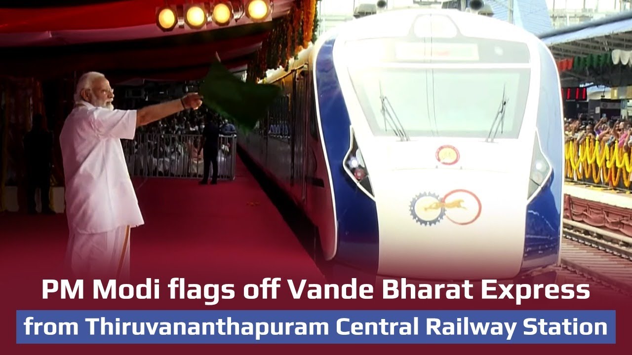 PM Modi flags off Vande Bharat Expressfrom Thiruvananthapuram Central Railway Station