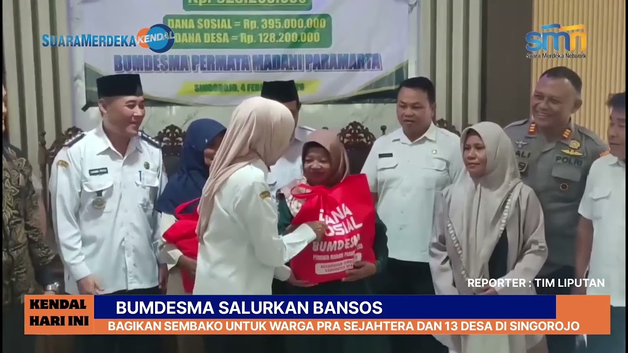 Bumdesma Salurkan Bansos, Bagikan Sembako Untuk Warga Pra Sejahtera di 13 Desa di Singorojo 