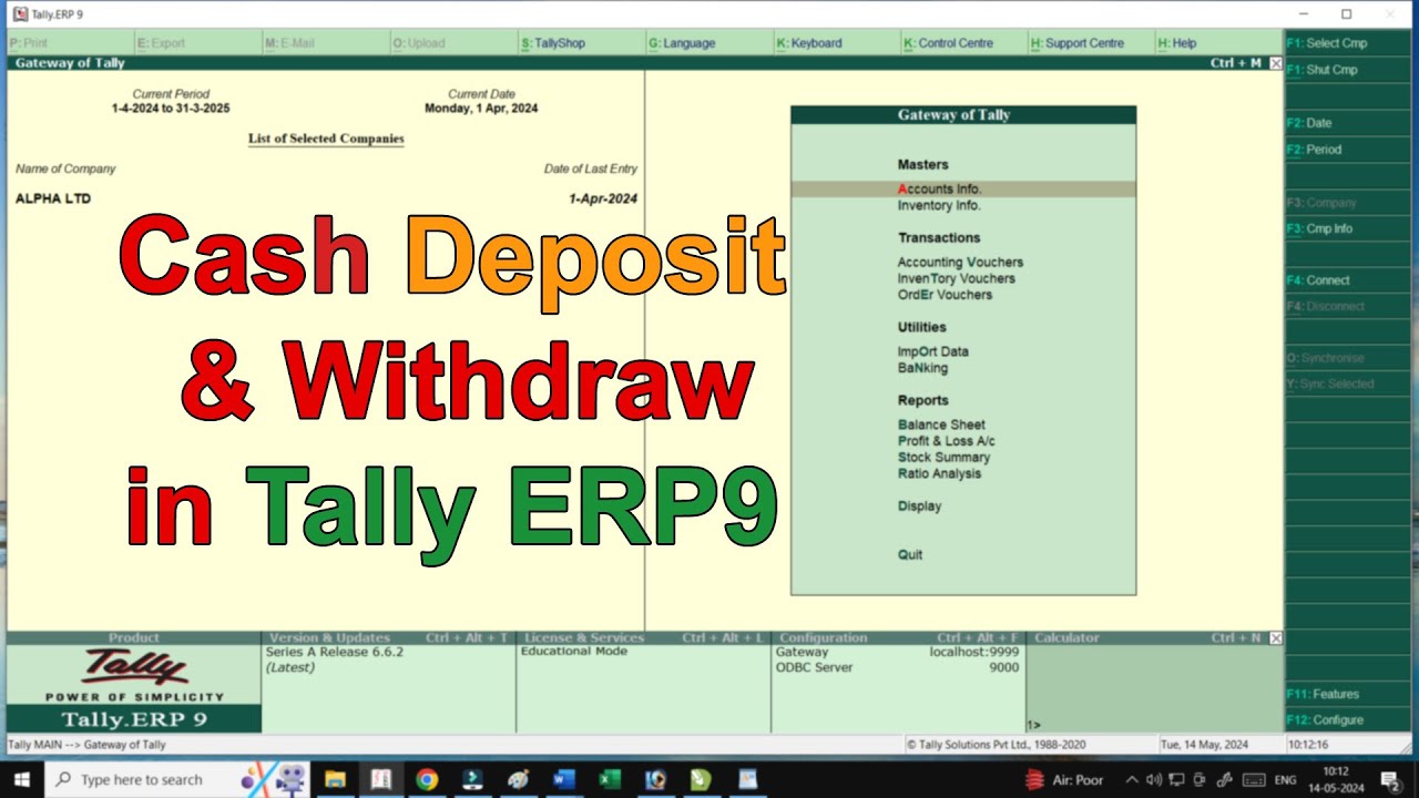 Cash Deposit and Withdrawals Entry in Tally ERP9 | Contra Entry in Tally || GBCTI
