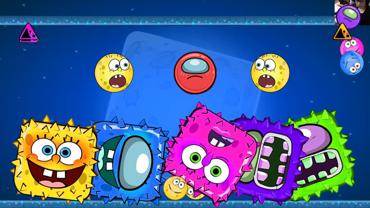 RED BALL 4: ( AMONG US + SPONGE BOB) BALL 'FUSION BATTLE' with 5 COLOR SPONGEBOB BOSSES VOLUME 4 & 5