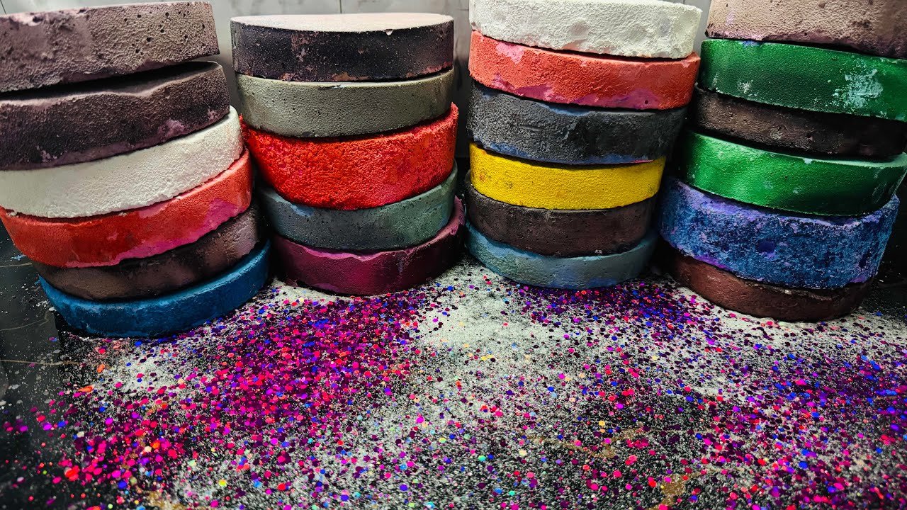 Variety Texture Round Dyed Chalk Crush | Oddly Satisfying ASMR Chalk Video 