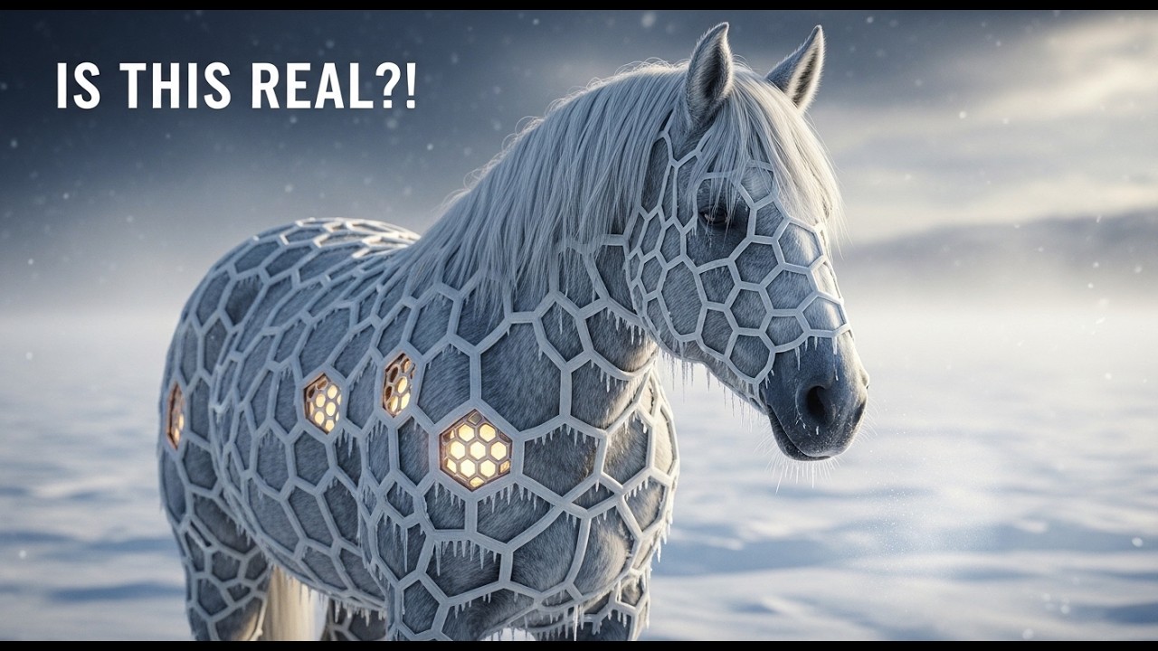 White Horse Covered in Honeycomb-like Fur | Amazing Arctic Animal