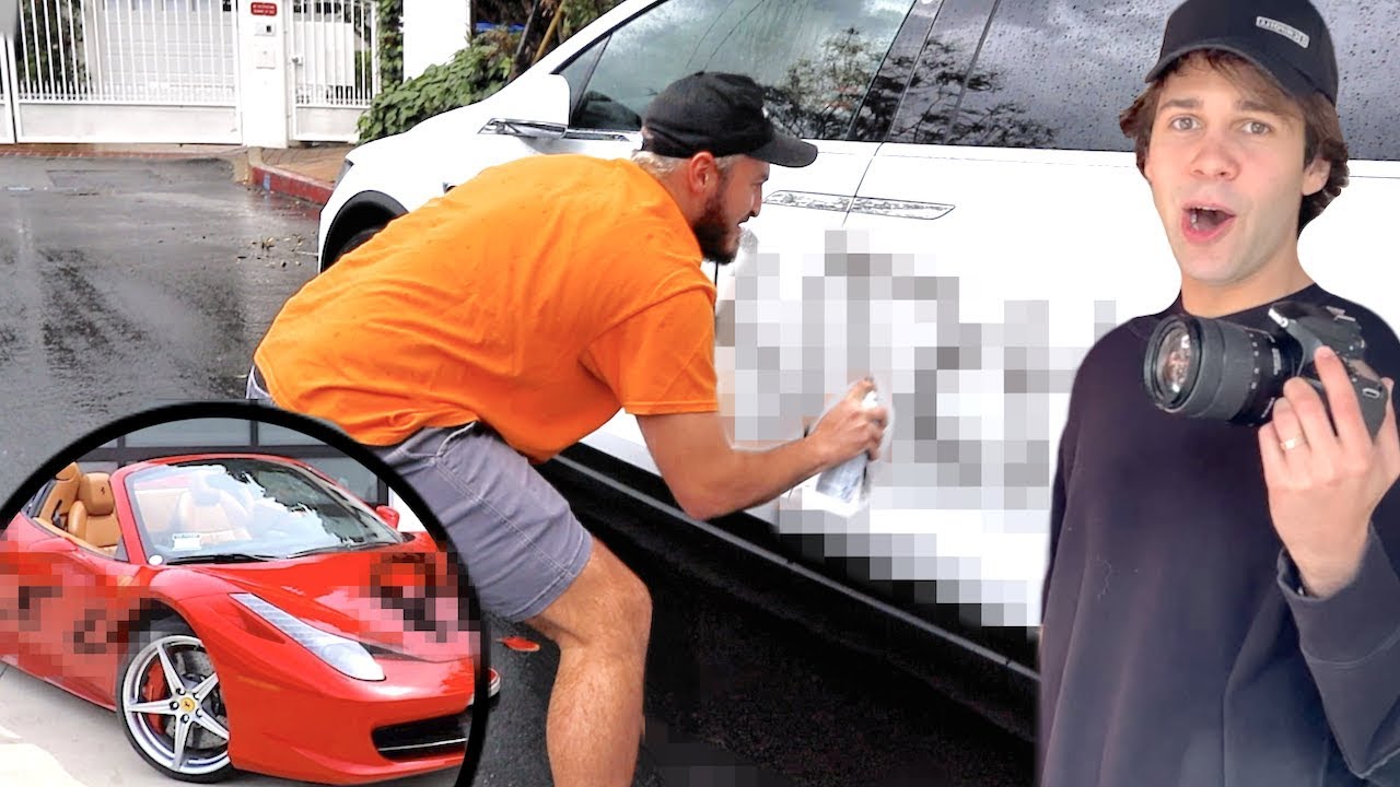 SPRAY PAINTING HIS FERRARI AND TESLA!!