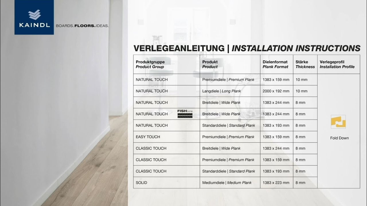 Kaindl Flooring Verlegeanleitung Fold Down Profil (inkl. FISHbone)