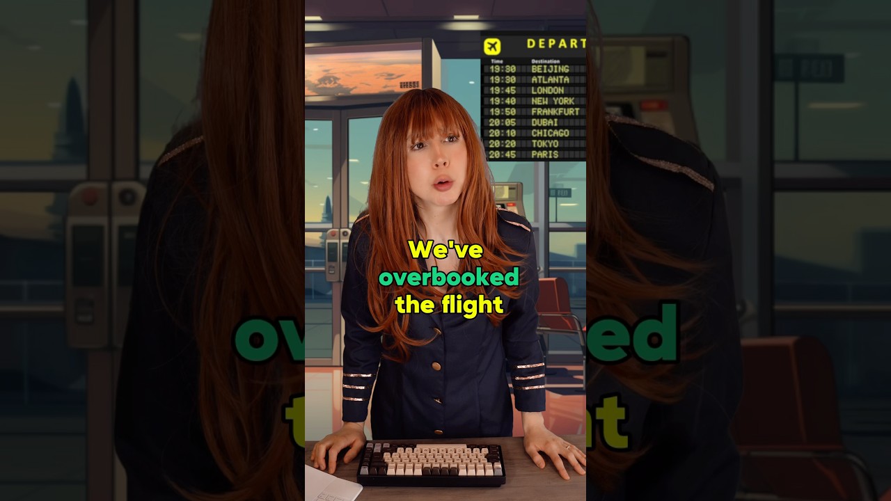 ✈️ Conversations at the airport 😂overbooked flight🩷 #english #learnenglish