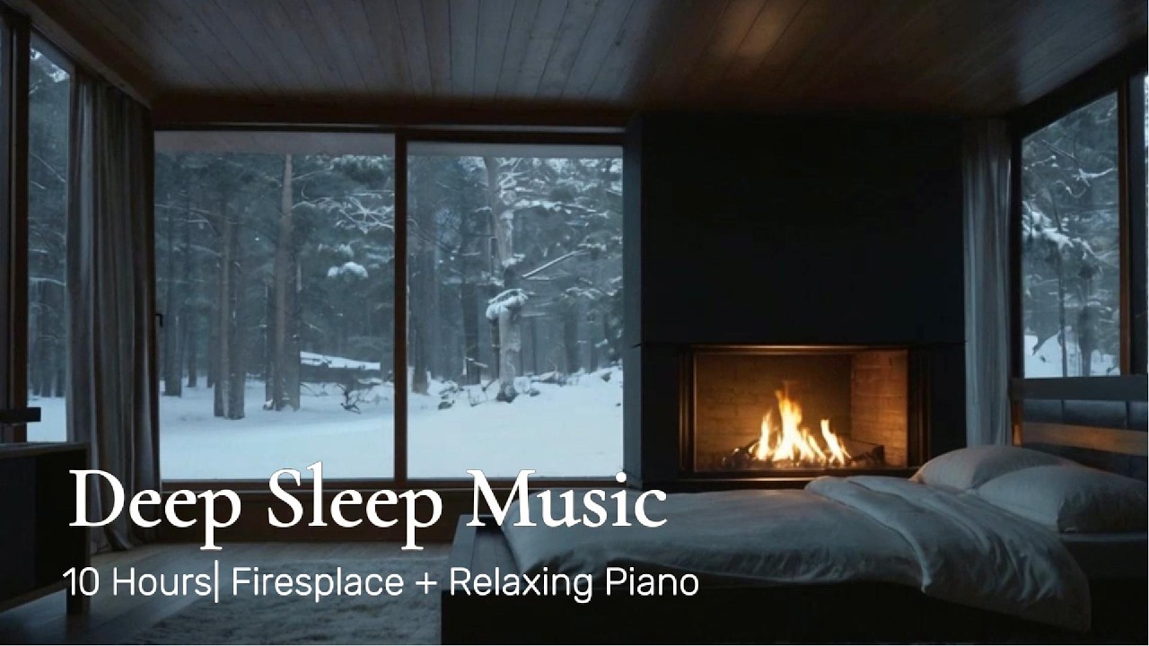 10 Hours Heavy Snow Blizzard Fireplace | Cozy Winter Cabin Deep Sleep Ambience