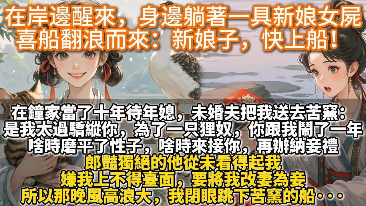 完結結局出乎意料虐心文：在岸邊醒來，身邊躺著一具新娘女屍，喜船翻浪而來：新娘子，快上船！定親前夕，他把我送去苦窯：是我太過驕縱你，為了一只狸奴，你跟我鬧了一年。啥時磨平了性子，啥時來接你，再辦納妾禮