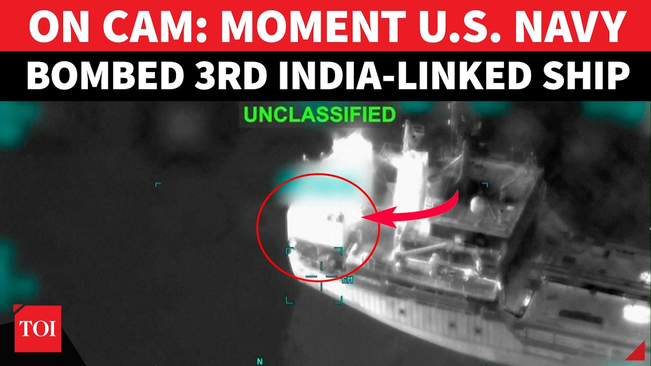 U.S. Navy Releases First Video Of Its Missile Attack On India-Linked Ship Near Oman | WATCH