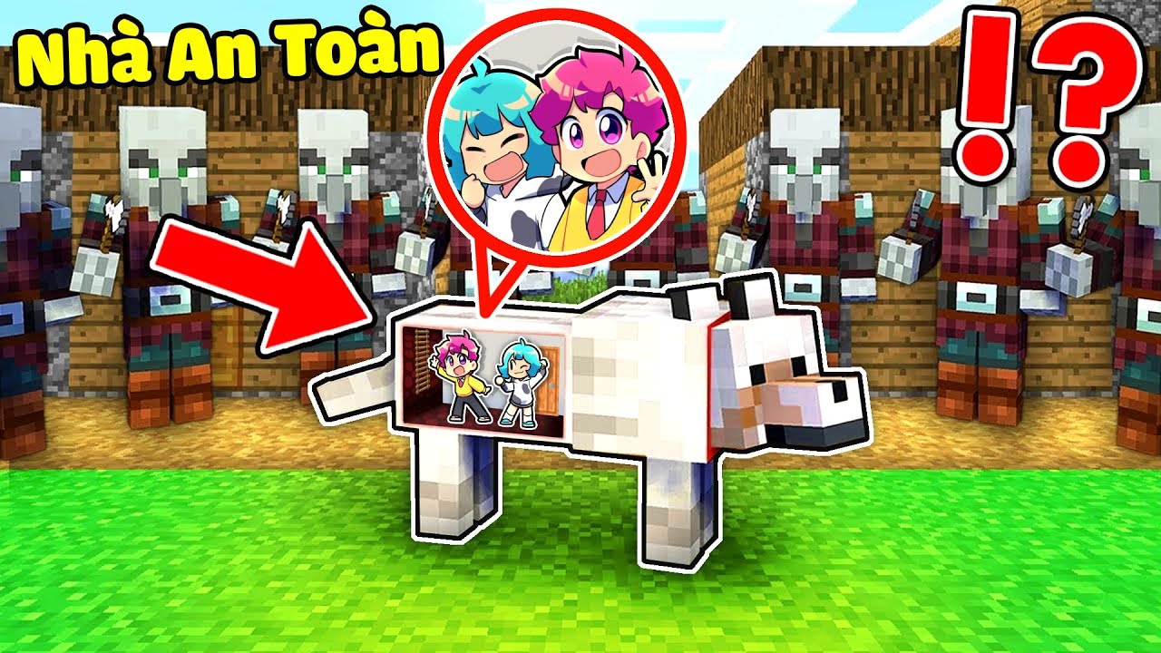 Hiha Thử Thách 24 Giờ XÂY NHÀ AN TOÀN BÊN TRONG CON CHÓ trong Minecraft 🤣🤩