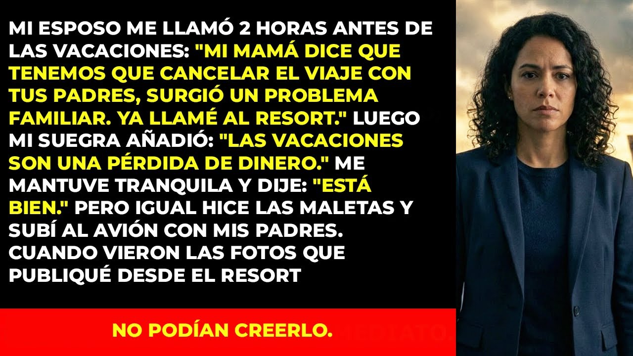 Mi Esposo Canceló Nuestras Vacaciones con Mis Padres 2 Horas Antes — Pero Llegué Igual al Resort
