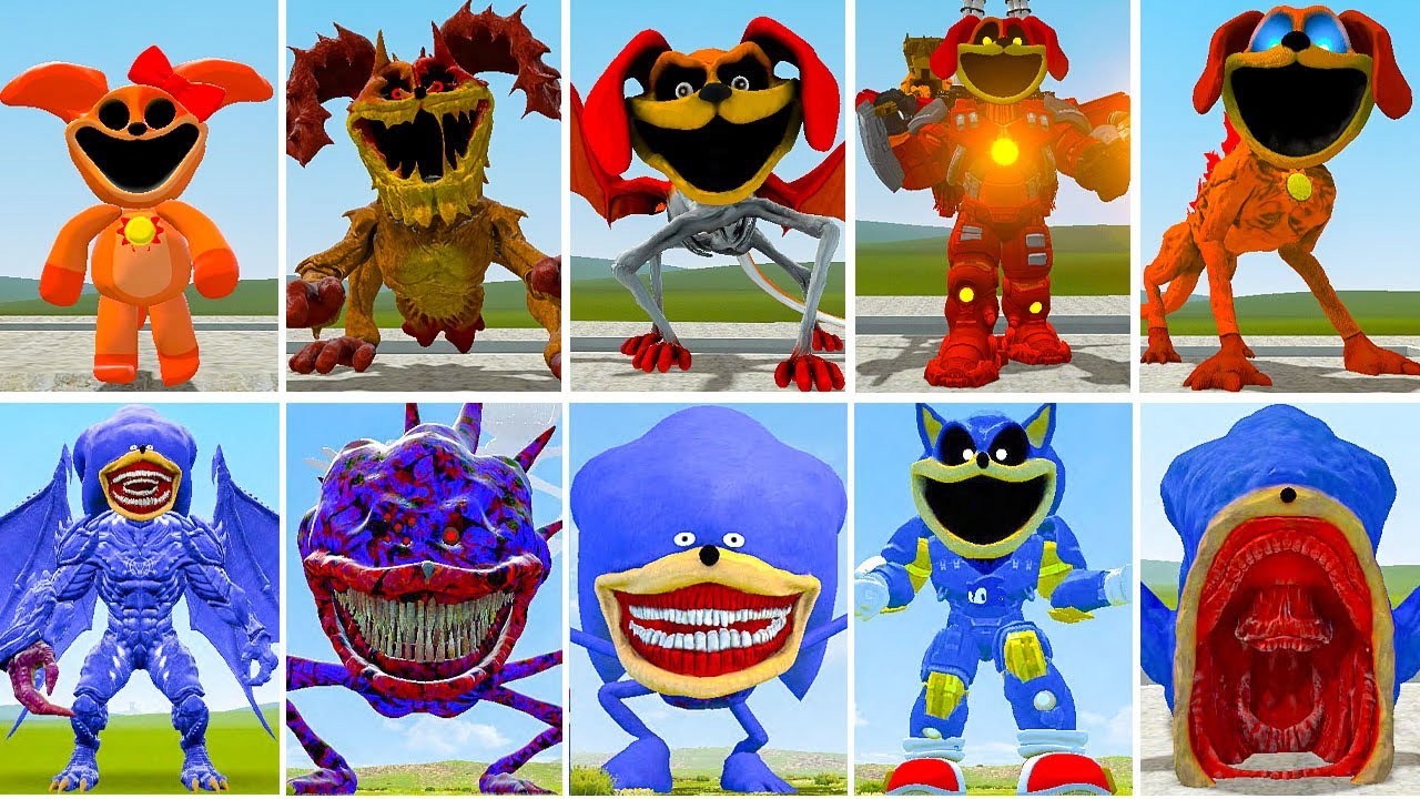 ALL NEW POPPY PLAYTIME DOGDAY VS DOGDAY DRAGON VS ALL FAMILY SONIC BLU VS MECHA SONIC in GARRY'S MOD