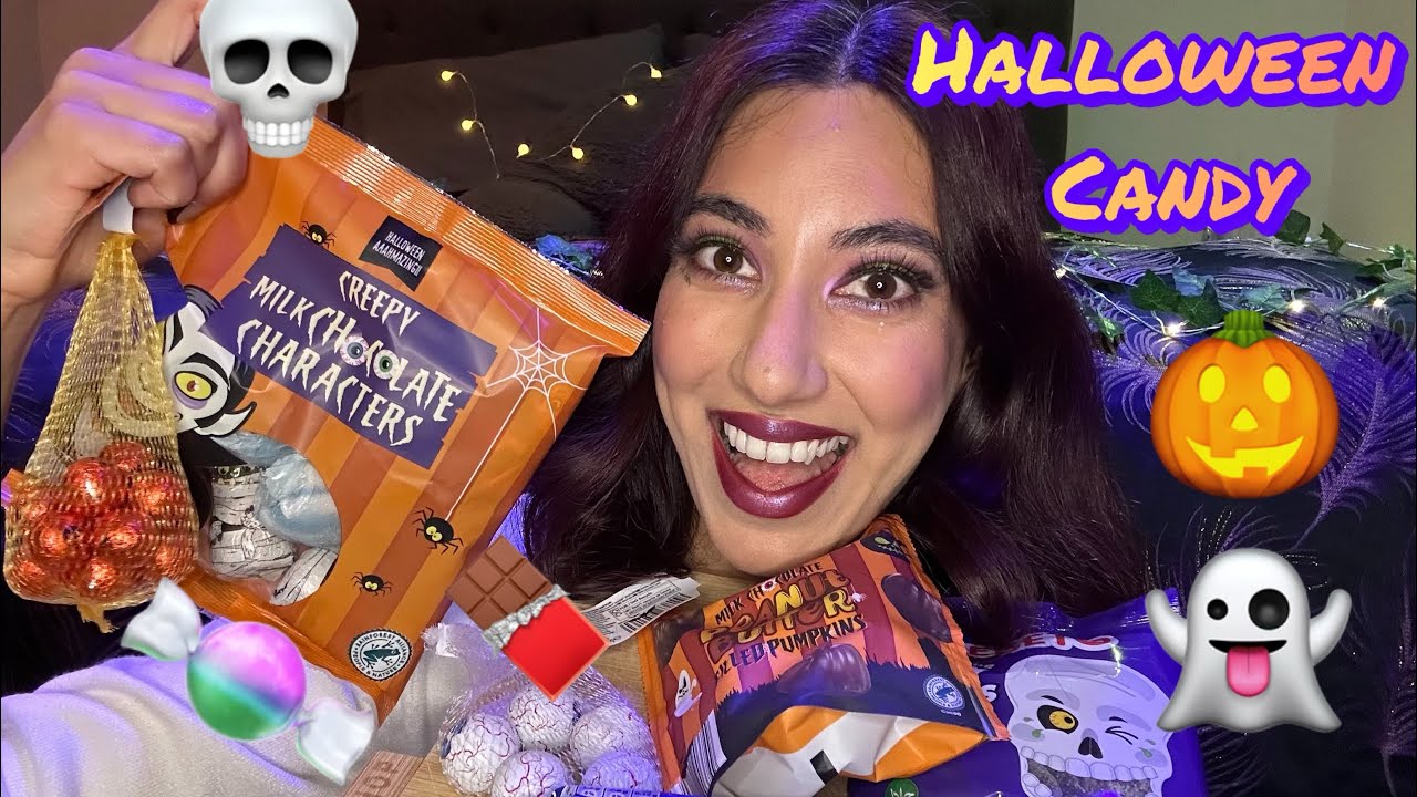ASMR Trying Halloween Candy/Snacks (Popping candy sounds) Mukbang