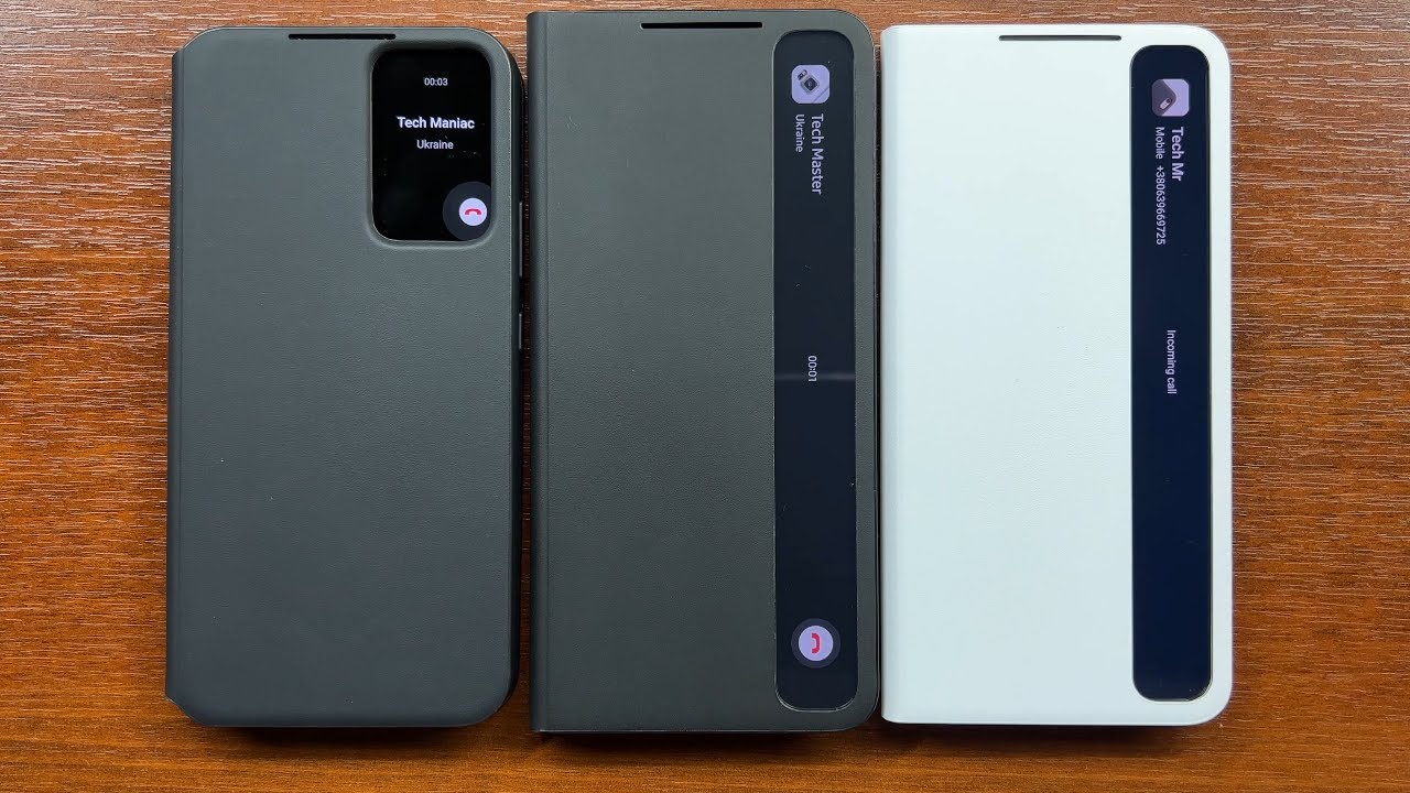 Samsung Galaxy S22+ vs S21+ vs S21 FE Incoming Calls in Smart Clear View Cover Flip Cases