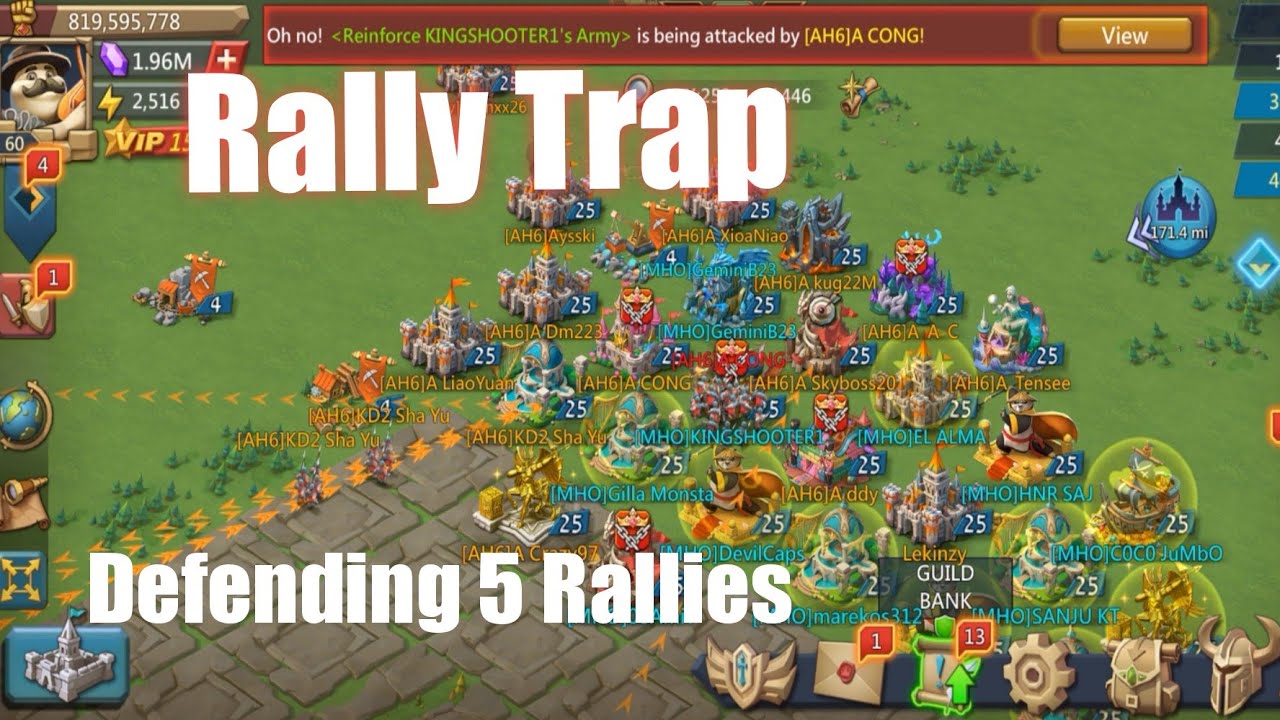 LORDS MOBILE - 24M TROOPS RALLY TRAP DEFENDING 5 RALLIES || RALLY TRAP LORDS MOBILE