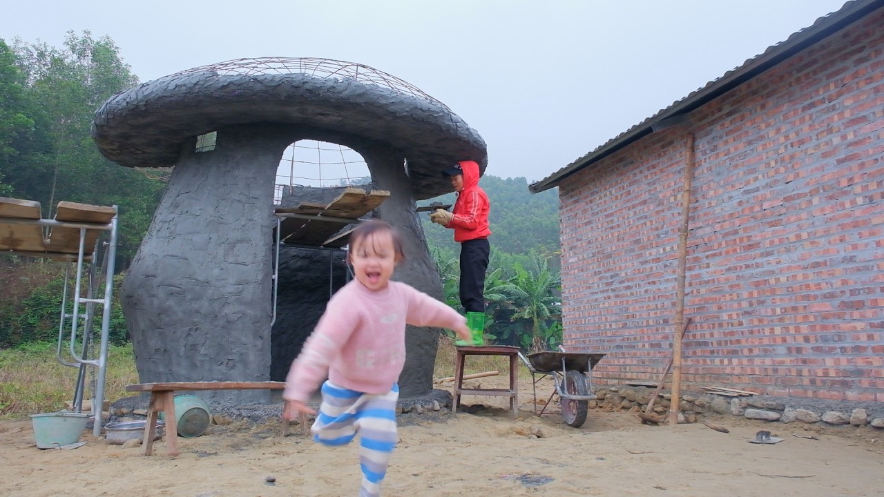 Building a Bathroom Shaped Like a Mushroom in the Forest #LOANBuilding