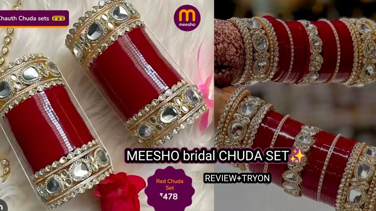 MEESHO CHUDA SET ✨ || MEESHO BRIDAL CHUDA REVIEW || REVIEW + TRY-ON 🌺