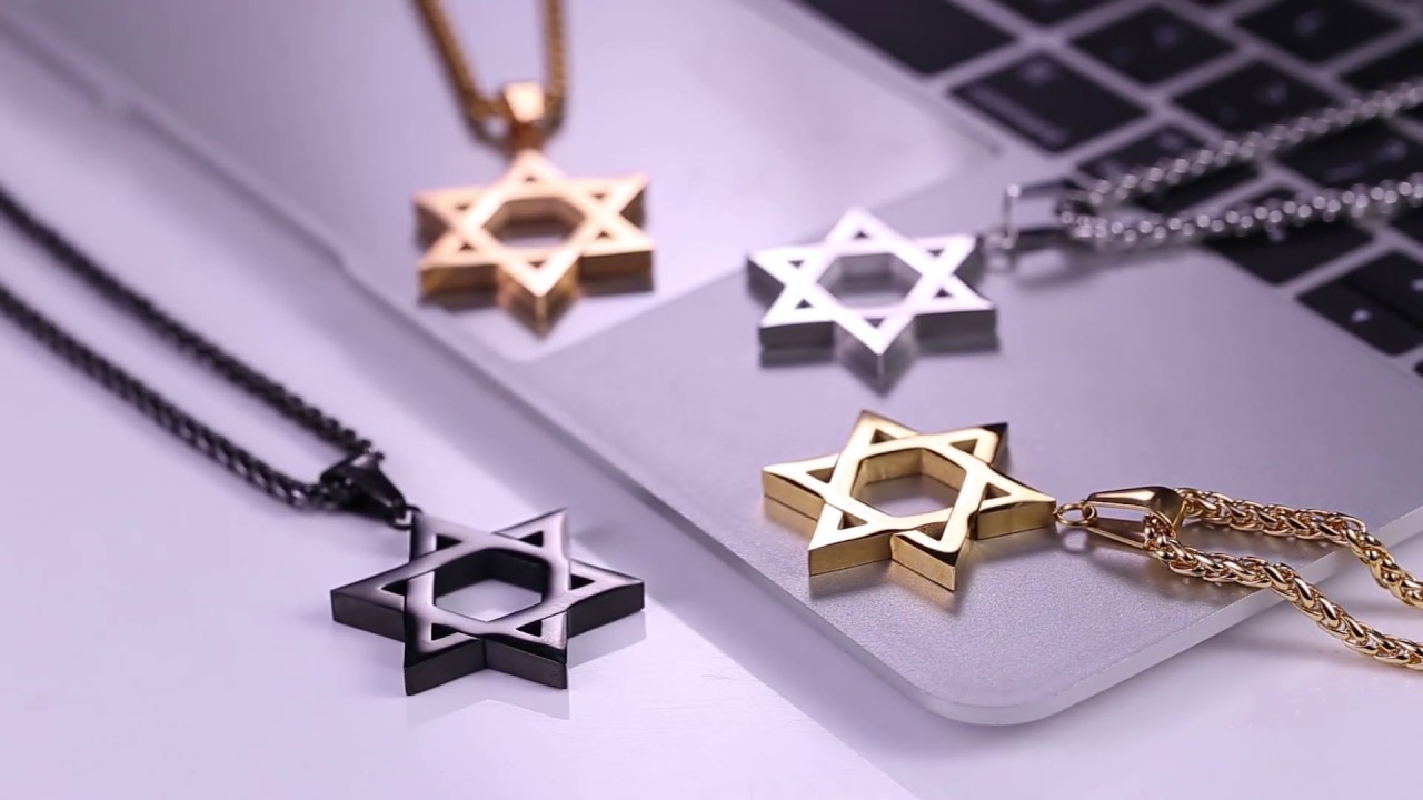 Jewish Jewelry Magen Star of David Pendant Necklace Men Stainless Steel Israel Necklace