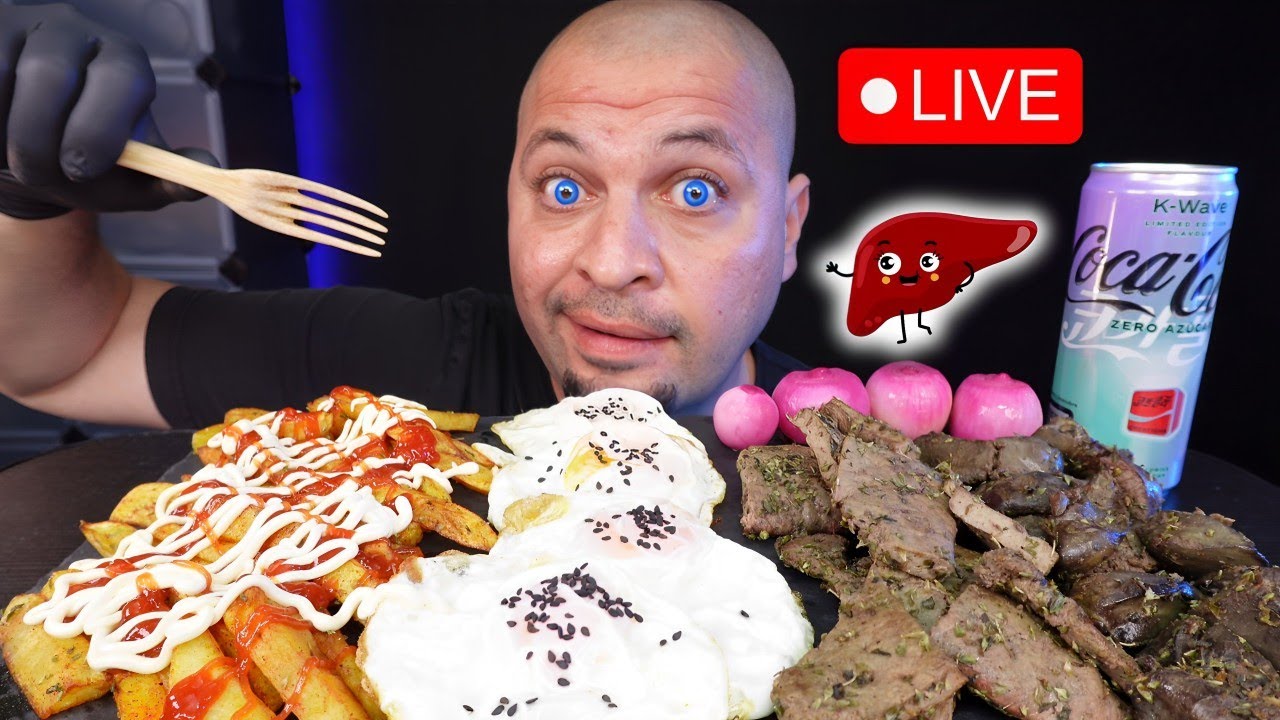 🔴LIVE - MUKBANG Ficat De 🐄 &  🐔 Cu Cartofi Prajiti & 🥚 Ochiuri ASMR