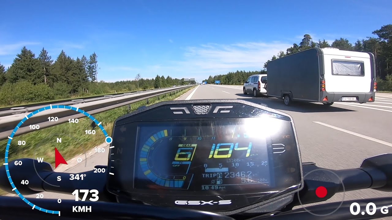 Suzuki GSX-S950 A2 48PS - Beschleunigung 0-Topspeed - GPS Daten
