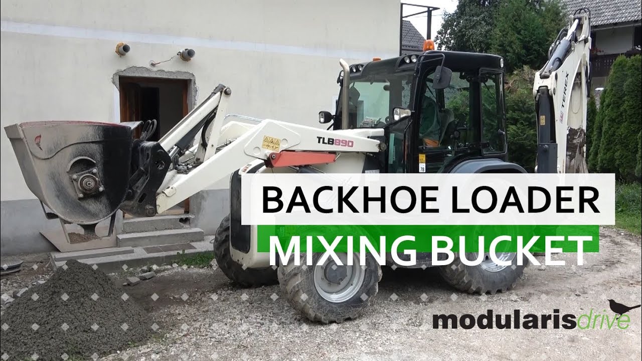 Concrete Mixing Bucket Backhoe Loader Application
