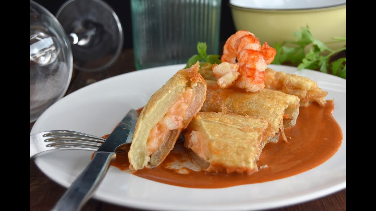 Pencas de acelgas rellenas de gambas