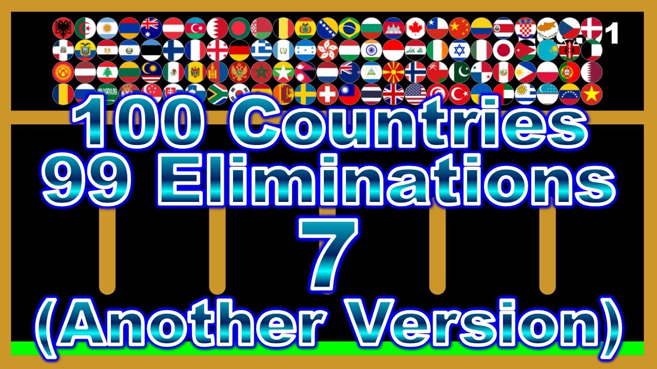 [Another Version]100 countries & 99 times elimination7 -marble race in Algodoo- | Marble Factory 2nd