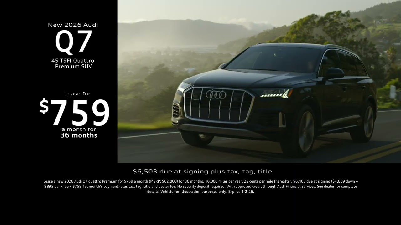 New 2026 Audi Q7 45 TFSI quattro Premium SUV January Lease Offer