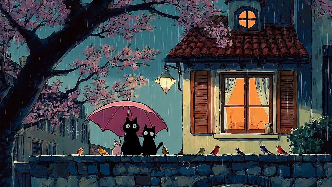 It’s a 1940s Evening ☔ You’re Listening to Classical Music on cozy front yard | Rainy Night Ambience