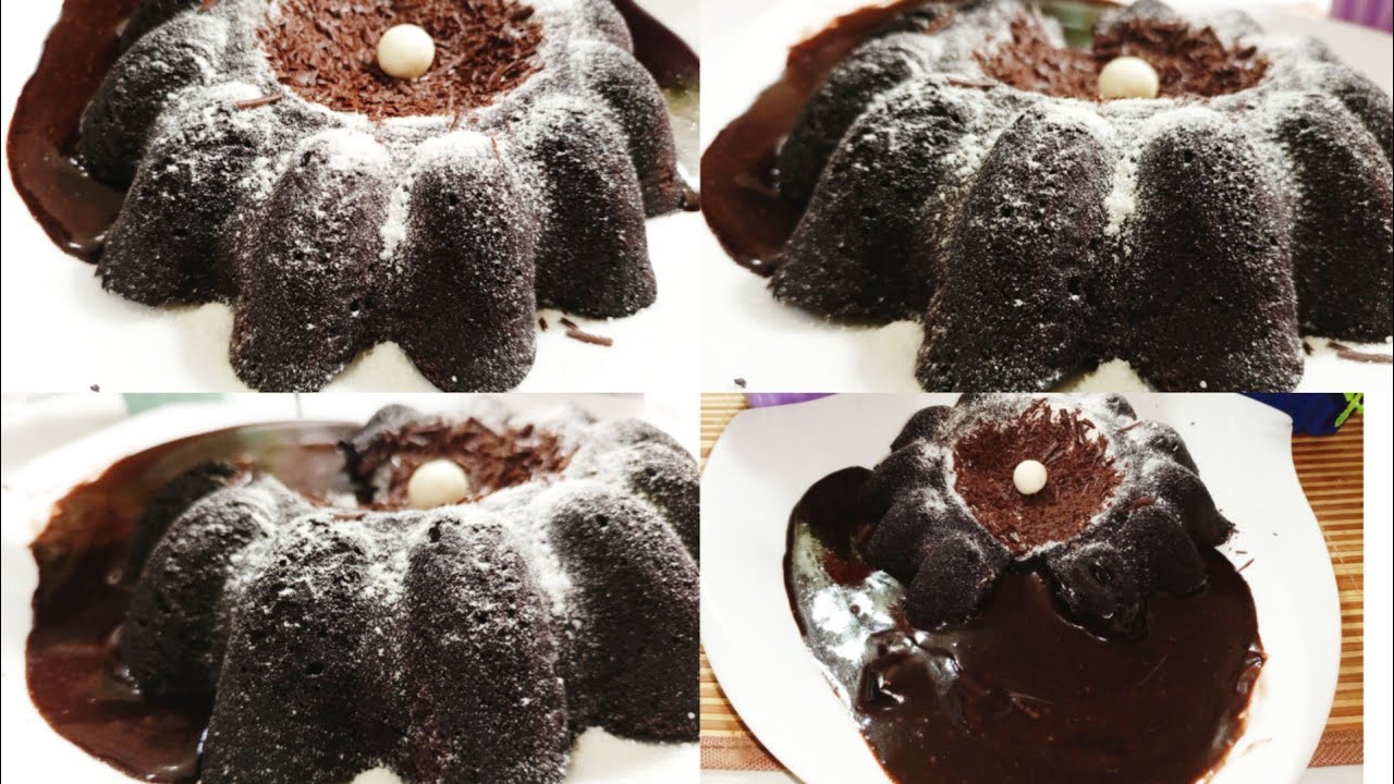 مولتن كيك (لافا كيك)بركان الشوكولا بدون بيض وبدون زبدة وبدون شوكولا خام (molten  cake  (lava cake