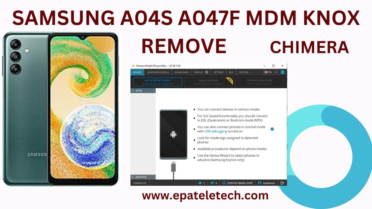 Samsung A04s A047f U1-U4 MDM KG remove permanent trick step by step Chimera Tool