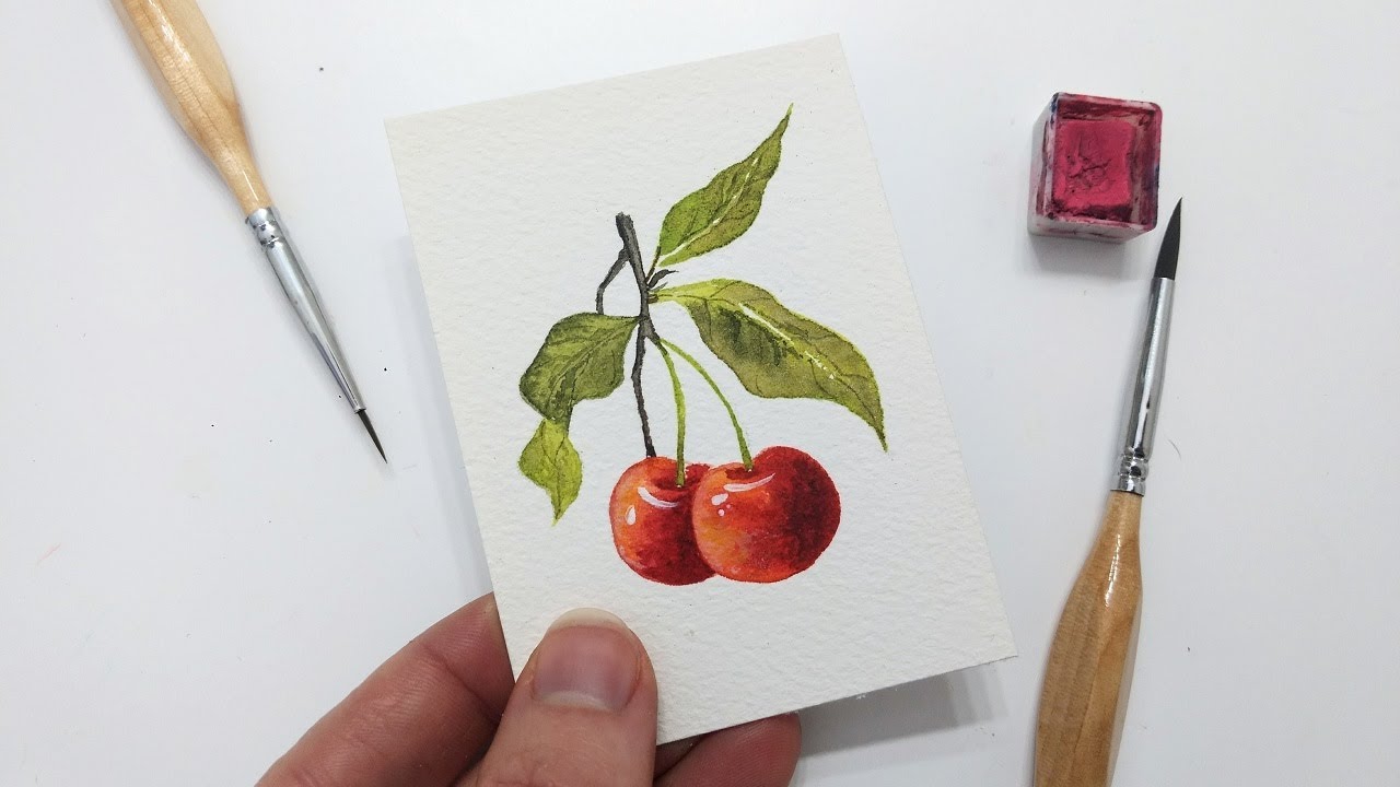 Как нарисовать акварелью вишню для начинающих » Пошаговое руководство по рисованию летних фруктов
