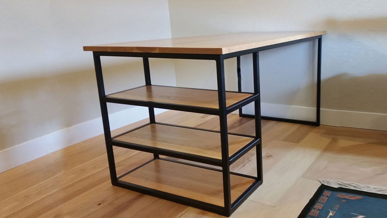 building a Industrial Modern Steel Desk with a Cherry Top