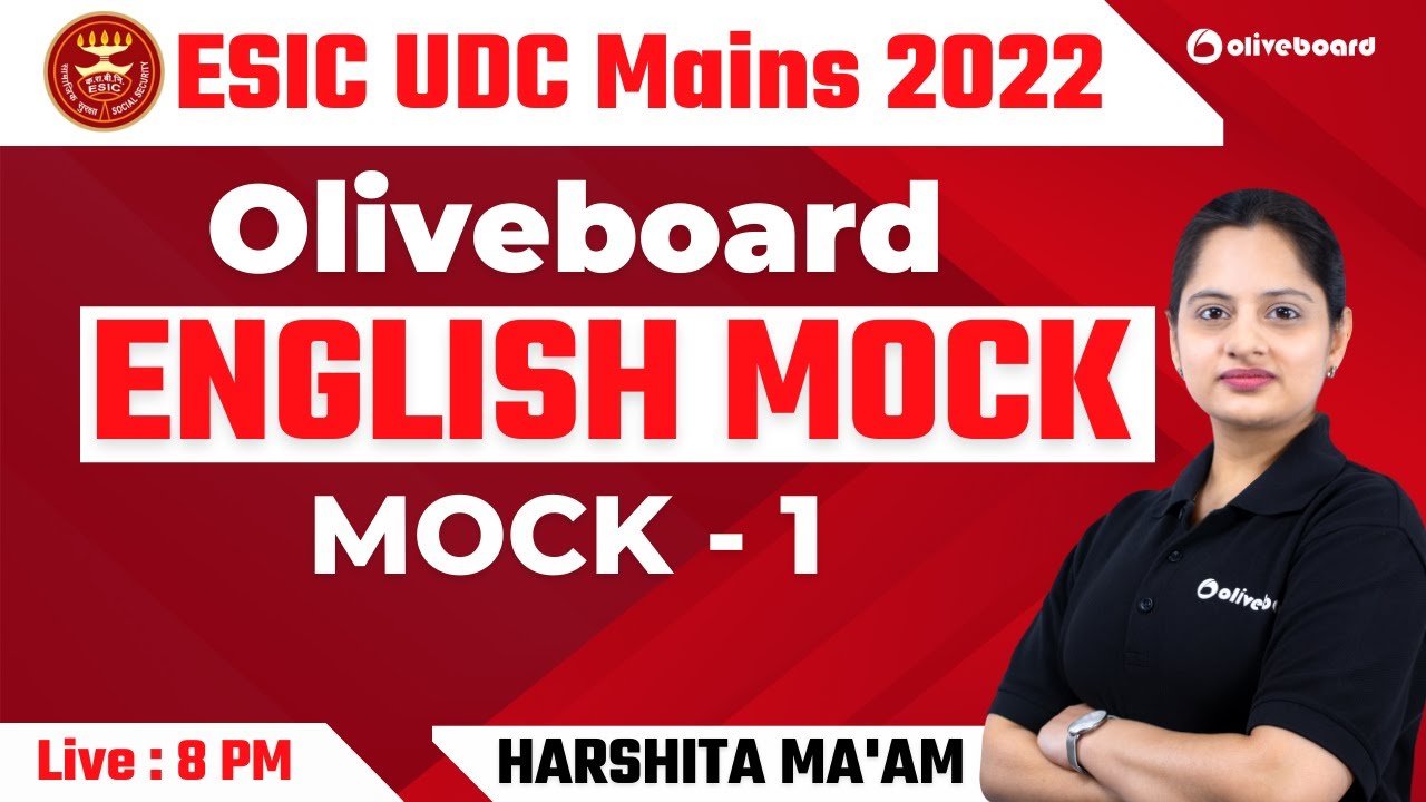 ESIC UDC Mains 2022 | Oliveboard English Mock Test | Mock - 1 | By Harshita Ma'am